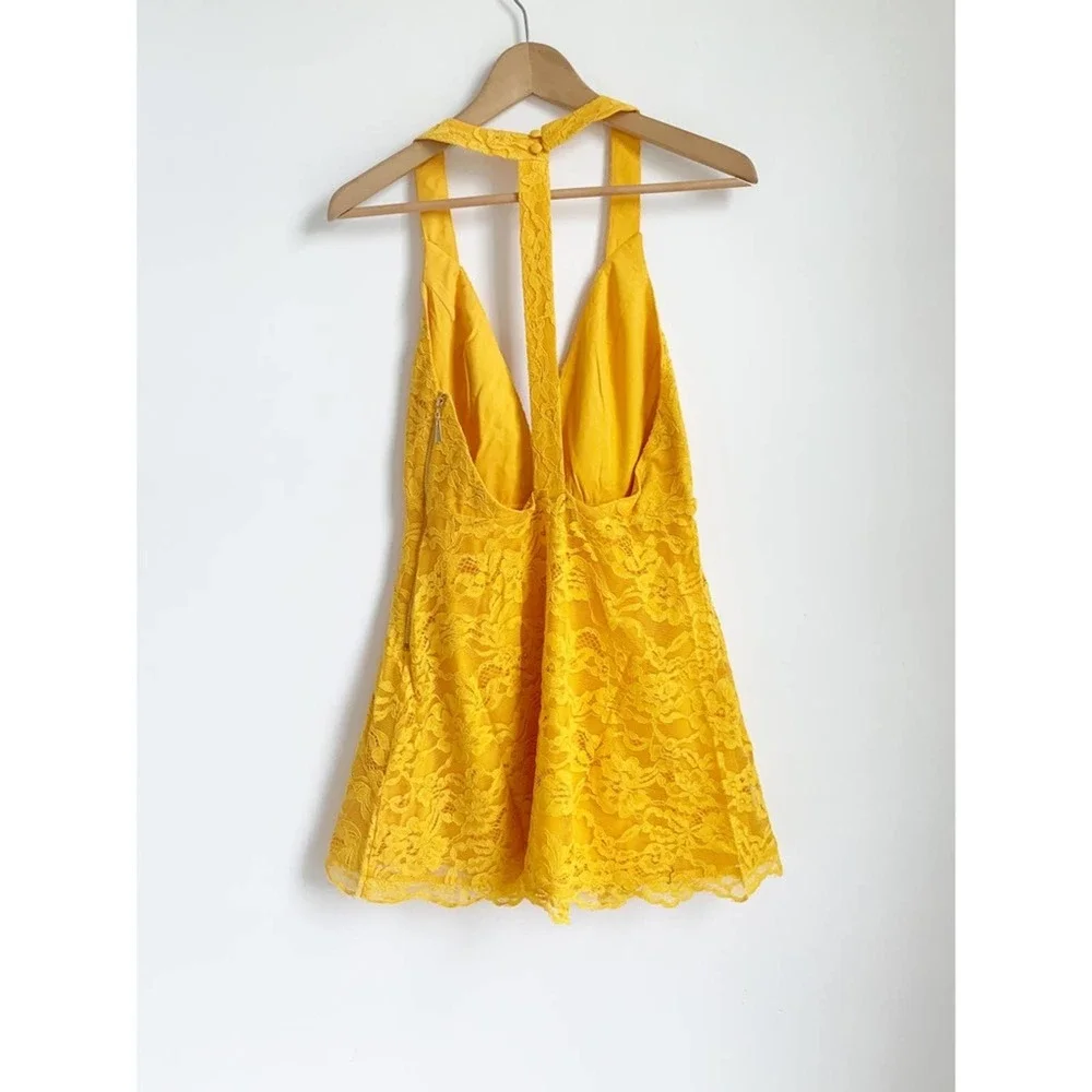 NWT NBD x Naven Dress in Bright Yellow Gold Mini Skater Lace Mini - Picture 8 of 9